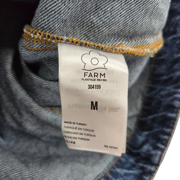 FARM RIO MEDIUM CROCHET SQUARE GRANDMA BOHO BUTTON UP LONG SLEEVE JEAN JACKET - Picture 4 of 7